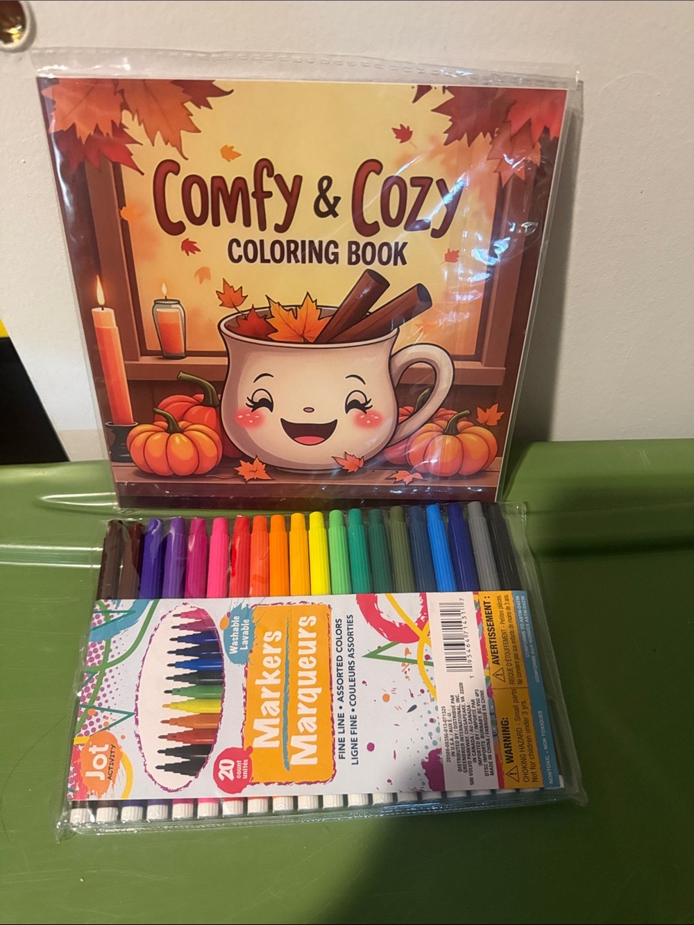 Comfy & Cozy Coloring Book with Assorted Markers -